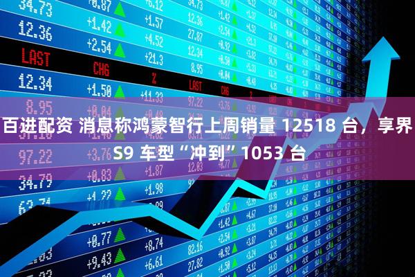 百进配资 消息称鸿蒙智行上周销量 12518 台，享界 S9 车型“冲到”1053 台